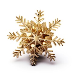 A Festive Three-Dimensional Snowflake Icon: Sparkling Golden Decoration for Winter Celebrations. Generative AI