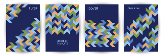 Obraz premium Commercial brochure cover page mokup set geometric design. Modernism style digital poster layout