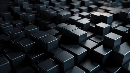 Abstract Metallic Cubes on a 3D Technology Background: Dynamic Illustration for Your Business Wall, Generative AI