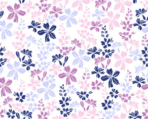 Tiny field buttercup flowers repeat ornament vector illustration. Ditsy