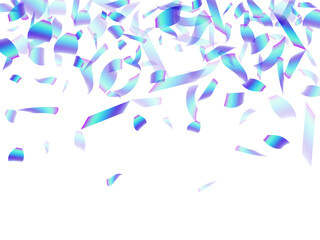 Magic flying confetti scatter vector background. Blue  hologram particles christmas decor. Surprise burst party confetti. Holiday celebration decoration illustration. Joy particles.