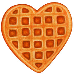 watercolor hand drawn heart shaped waffle