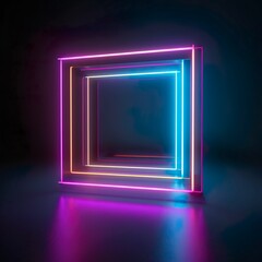 Blue and pink square abstract neon background