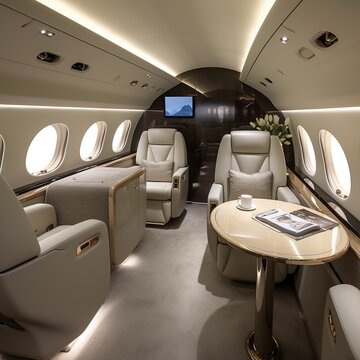Private jet open floorpan layout