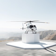 White Hellicopter On A Pedestal 