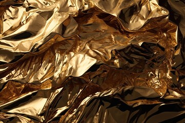 Elegant Crumpled Gold Foil - Luxurious Metal Surface Texture for Decorative Abstraction: Generative AI