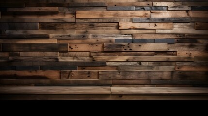 Surface of old brown chipped and deteriorated wood texture