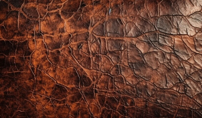 Fototapeta na wymiar Brown leather grunge texture background wallpaper, generated ai