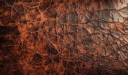 Deurstickers Brown leather grunge texture background wallpaper, generated ai © Creative Team