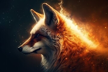 A Mystical Journey to Spiritual Awakening: Epic Legend of the Legendary Fox Kitsune in the Universe of Magic and Fantasy. Generative AI