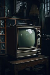 An Old-Fashioned Television Screen: The Last of Its Kind in Retro Vintage Photography. Generative AI