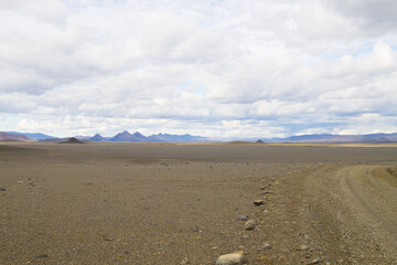 Dirt road along central highlands of Iceland.