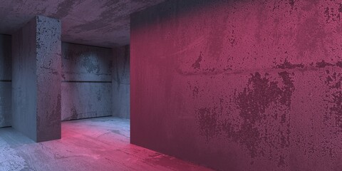 Abstract empty modern interior. Concrete walls