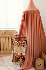 Playroom interior with crib with canopy © aprilante