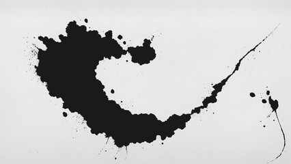 Grunge ink paint, black ink blot, abstract black water color on white background 