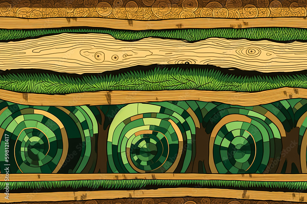 Poster tile. seamless pattern with cut tree trunk. wood texture. generative ai