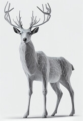 Deer in 3D style on a white background. AI Generated