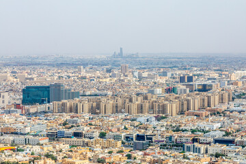 Aerial panorama of residential district of Riyadh city, Al Riyadh, Saudi Arabia