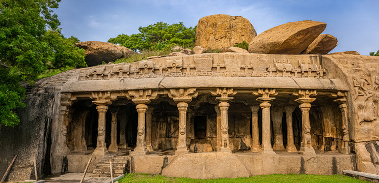 Panchapandava Cave Temple (also known as Pancha Pandava Temples and Mandapa of the Five Pandavas). This is UNESCO's World Heritage Site located at Mamallapuram or Mahabalipuram in Tamil Nadu, India.
