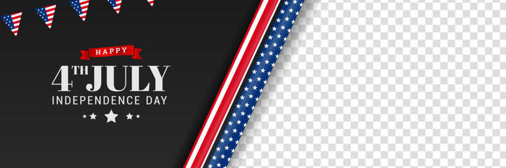 Happy 4th of july independence day banner background with stripe and star stripe and transparent background vector illustration. 