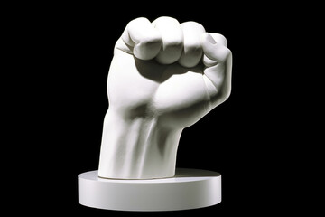 A globe held in the grip of a clenched fist representing strength against nuclear weapons.. AI generation. Generative AI