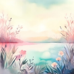 Nature Background Watercolor. Generative AI