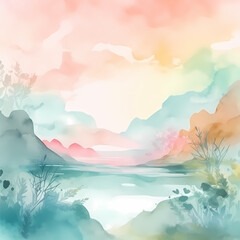 Fototapeta na wymiar Nature Background Watercolor. Generative AI