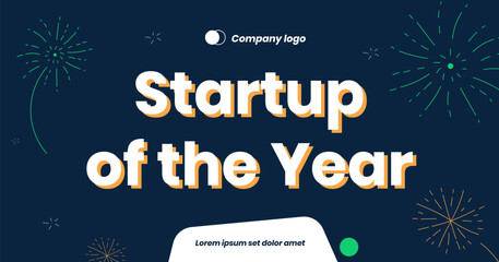 Banner to celebrate or announce something new, a startup of the year for example. marketing advertisement template for social media