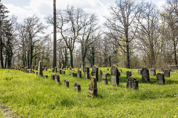 An old jewish cemetery at Pretzfeld in Franconian Switzerland, Bavaria, Germany.