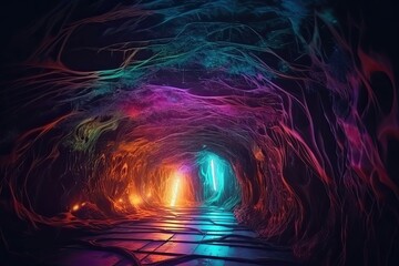 Network of underground tunnels connected hidden enclaves of mystical creatures, a secret society hidden from the eyes of humans. Generative AI