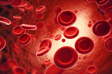 Illustration of red blood cells, Generative AI