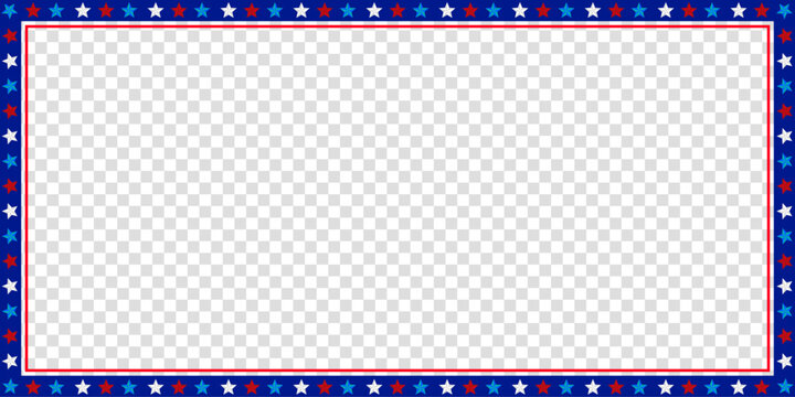 Patriotic frame, border, template for 4th of July, Memorial Day, Veterans Day, and Independence. Blank, empty, copy space for text or image, vector illustration.