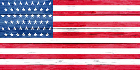 American flag wooden texture banner background template. Vector illustration. 