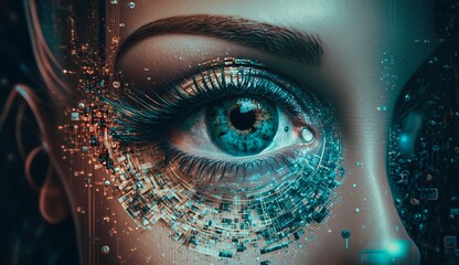 美しい女性に扮したAIの目