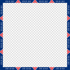 United States of America frame border transparent background template with blank, empty, copy space for images or texts. Vector illustration. 