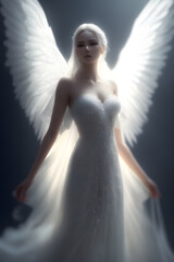a cute angel in a white dress