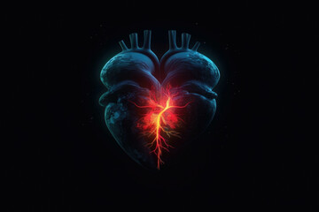 A split heart one side shrouded in darkness the other illuminated with light showing the internal conflict Psychology emotions concept. AI generation. Generative AI
