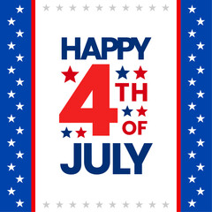 United states of america independence day banner background invitation design with star, stripe, and event topic name. Vector illustration. 