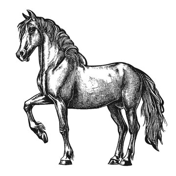 beautiful horse engraving vector sketch