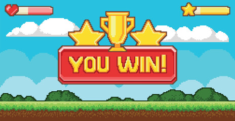 Pixel game win screen © Aleksey
