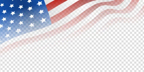 Foto auf Alu-Dibond United states of America waving flag with empty, blank, copy space on transparent background. Vector illustration. © MimiAhmed