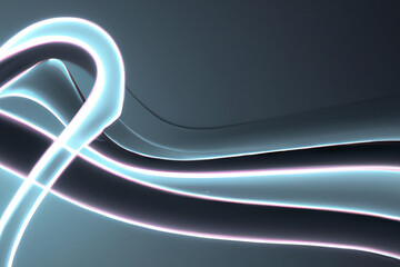 Abstract Neon Background with Wavy glowing Ribbon Blue Gray, AI-Generated Image