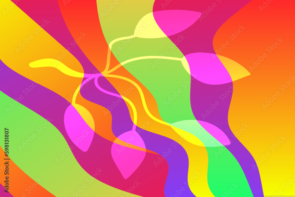 Poster abstract vector color background with waves and twig.