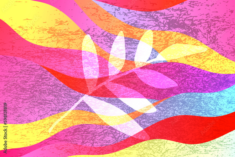 Poster abstract vector color background with waves and twig.