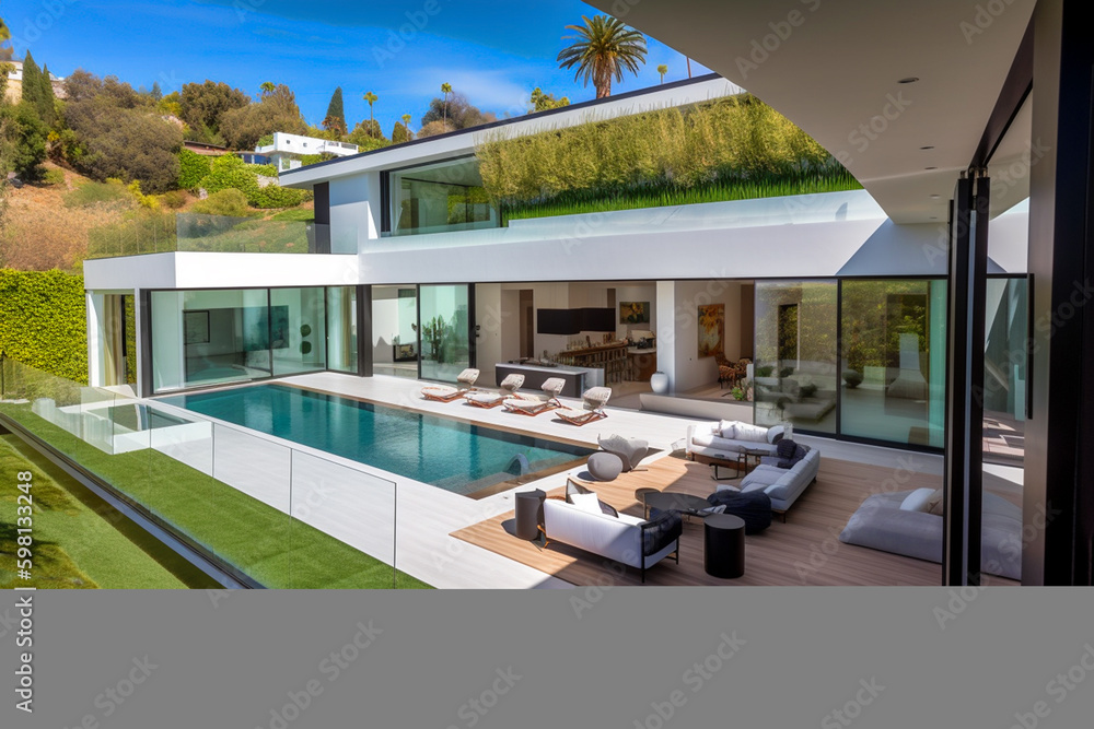 Poster villa in beverly hills, california. holiday rentals los angeles, luxyry villa with swimming pool in 