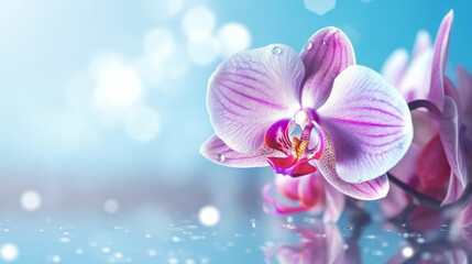 Naklejka na ściany i meble Natural orchid flower background. Illustration AI Generative