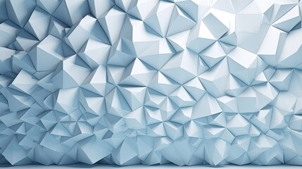Geometric background, 3D wall in light blue and white tones, AI