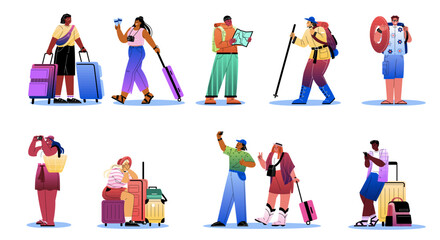 Set of tourists characters
