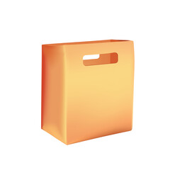 3D open paper bag icon isolated on white background. Folded paper package with handle vector illustration in cartoon 3D style. Brown clear empty blank craft paper bag for takeaway Generative AI