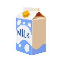 3d milk icon template vector. Milk pack mockup with white splashing liquid. 3D milk package cartoon illustration render isloated on white. Milk box realistic cartoon Generative AI
